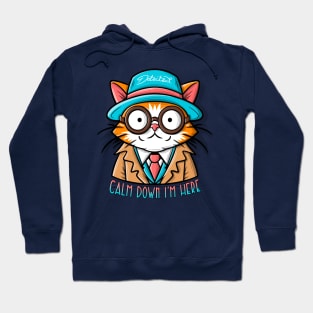 Funyy cat in a hat and glasses with tie. Hoodie